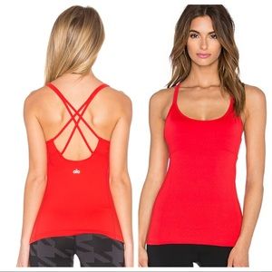 alo Lotus Bra Yoga Tank in Poppy